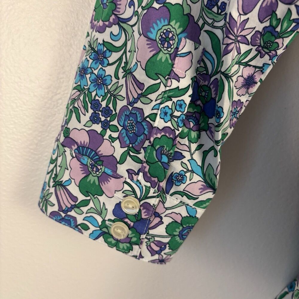 Talbots Womens 4P Fit & Flare Poplin Shirt Dress, Spring Fleur Pockets Floral - Picture 10 of 10